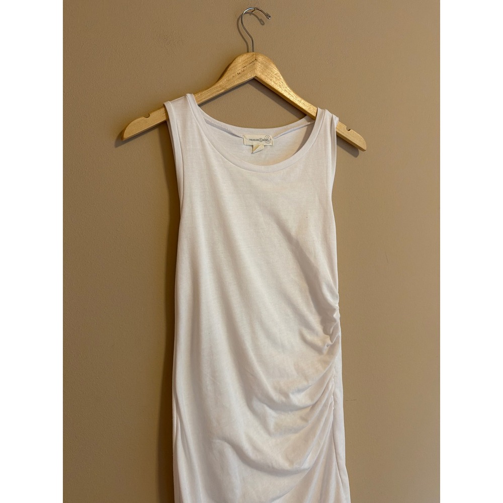 Treasure & Bond Womens White Ruched Side Sleeveless Tulip Hem Knit Dress Small - Picture 3 of 7